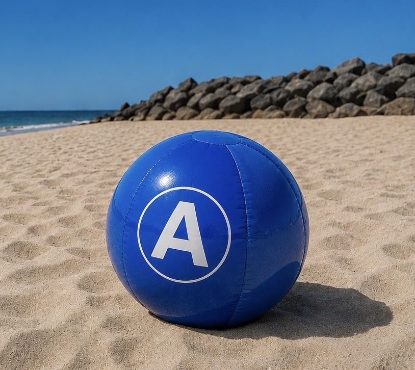 MTA Takes You There campaign — the blue A train beach ball